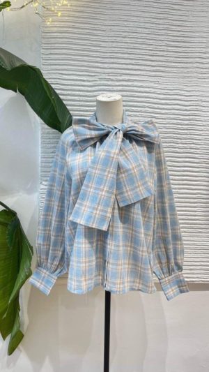 Camisa Maxi Lazada Tartán Celeste