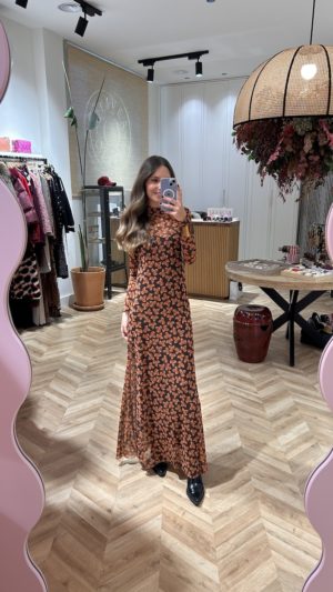 Vestido Largo Tul Estampado Floral