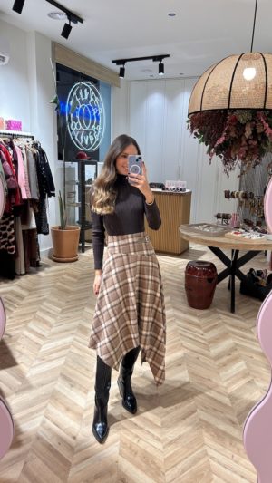 Falda Asimétrica Tartán Topo - SM