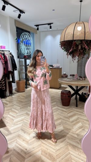 Falda Larga Plisada Rosa Bebé