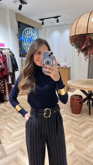 Suéter Canalé Ribete Pelo Marino