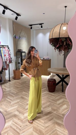 Pantalón Palazzo Pinzas Solapa Cintura