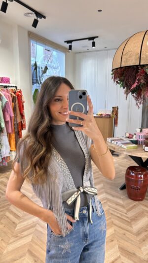 Chaleco Arnés Flecos Seda Gris