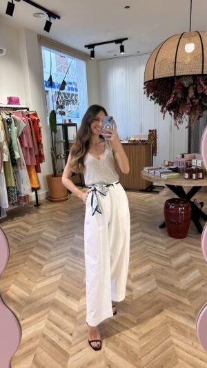 Pantalón Balloon Nervio Blanco Roto