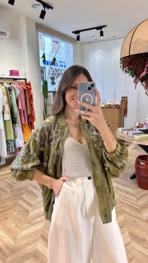 Bomber Satinada Aplicaciones Joya Plomo