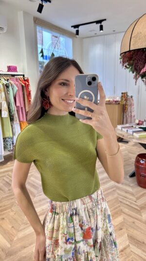 Top Plisado Glitter Verde