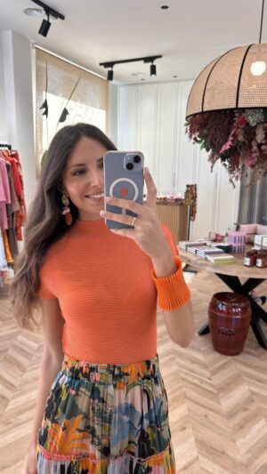 Top Plisado Glitter Naranja