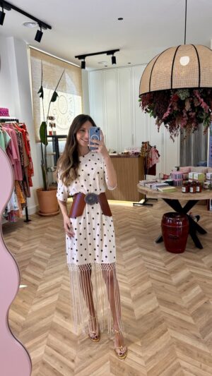 Vestido Flecos Print Lunares Chocolate