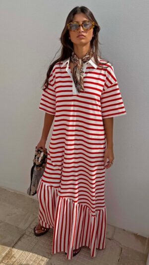 Red Stripe Jersey Dress