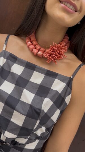 Collar Resina Dos Vueltas Coral