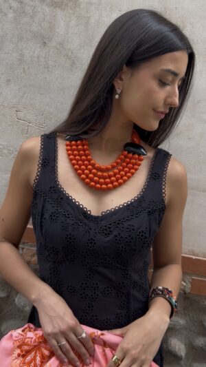 Collar Resina Cuatro Vueltas Naranja